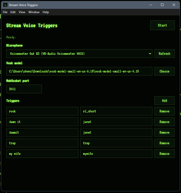 Stream Voice Triggers app screenshot